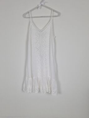 House of Harlow 1960 White Eyelet Slip with Fringe Detail